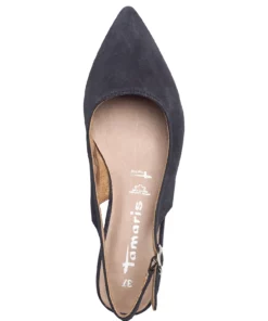 Tamaris Woms Sling Back Pumps For Women Black Leather -Heeled shoes Sales Store tam112950028 cnavy v805 3