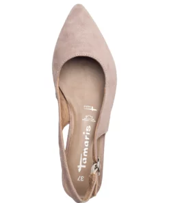 Tamaris Woms Sling Back Pumps For Women Black Leather -Heeled shoes Sales Store tam112950028 ctaupe v341 3