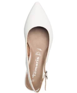 Tamaris Woms Sling Back Pumps For Women Black Leather -Heeled shoes Sales Store tam112950028 cwhiteleather v117 3