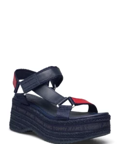 Tommy Hilfiger TOMMY JEANS WEDGE SANDAL Wedge Heels For Women Black -Heeled shoes Sales Store thsen0en01810 crwb v0gy 1