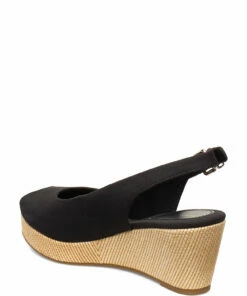 Tommy Hilfiger ICONIC ELBA SLING BACK WEDGE Wedge Heels For Women Stone -Heeled shoes Sales Store thsfw0fw04788 cblack 2