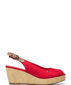 Tommy Hilfiger ICONIC ELBA SLING BACK WEDGE Wedge Heels For Women Stone -Heeled shoes Sales Store thsfw0fw04788 cprimaryred vxlg 1