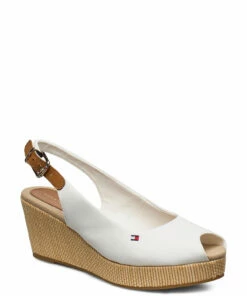 Tommy Hilfiger ICONIC ELBA SLING BACK WEDGE Wedge Heels For Women Stone -Heeled shoes Sales Store thsfw0fw04788 cwhite