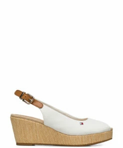 Tommy Hilfiger ICONIC ELBA SLING BACK WEDGE Wedge Heels For Women Stone -Heeled shoes Sales Store thsfw0fw04788 cwhite 1