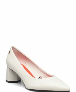 Tommy Hilfiger BASIC LEATHER MID HEEL PUMP Pumps For Women White Dove -Heeled shoes Sales Store thsfw0fw06348 cwhitedove vaf2