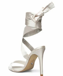 Dune London Mirelle Heeled Sandals For Women Ivory Satin -Heeled shoes Sales Store une1312503940103 civorysatin v513 2