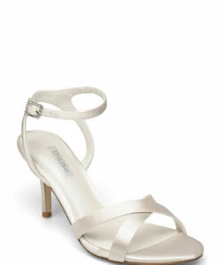 Dune London Mirra Heeled Sandals For Women Ivory Satin